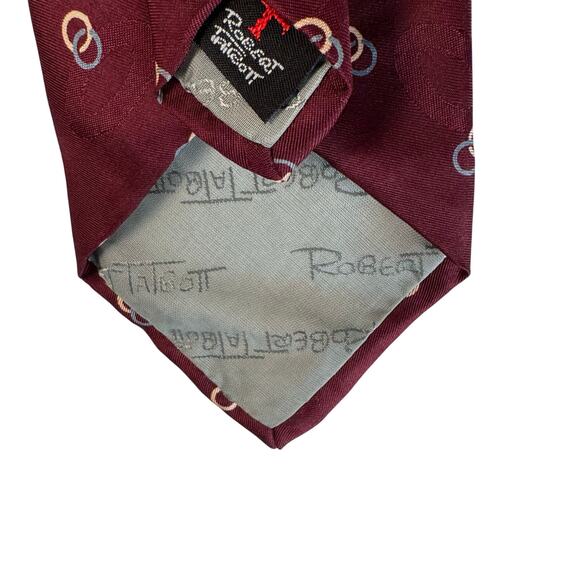 Robert Talbott Men’s Silk Tie Burgundy Handblock Print Sewn Made in USA England - Picture 8 of 8